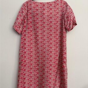 Roberta Freymann Chic Red Patterned Silk Midi Dress